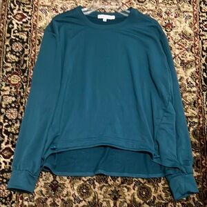 Sincerely Jules Teal Long Sleeve Sweatshirt Top Size Large Gathered Bottom